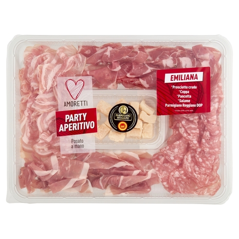 Amoretti Party Aperitivo Crudo, Coppa, Pancetta, Salame, Parmigiano Reggiano DOP 310 g